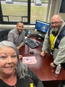 911Ready beta test meeting at Brownstown Police Station Lisa, Andy and Trevor.